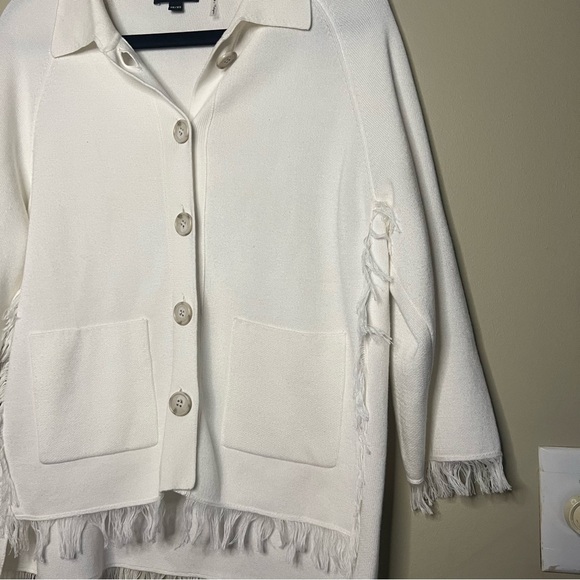 Repeat Size XS Cotton Blend Cardigan Fringe Ivory - Picture 5 of 13